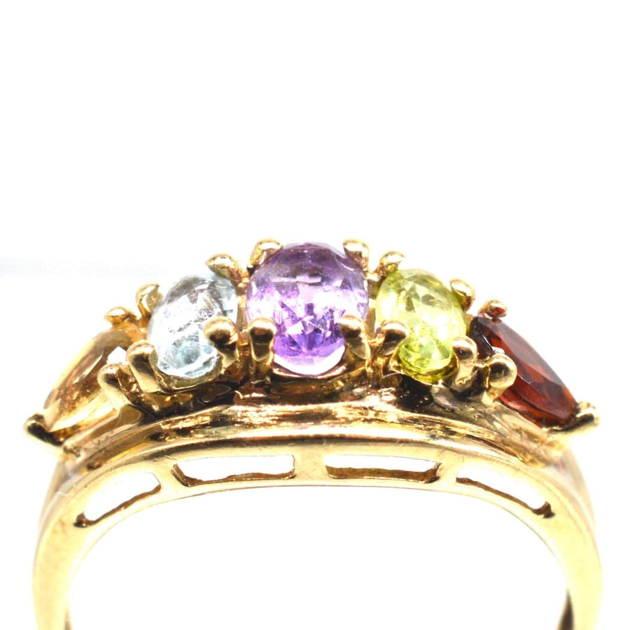 Vintage 9ct Gold Multi Gem Five Stone Ring | Parkin and Gerrish | Antique & Vintage Jewellery