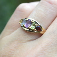Vintage 9ct Gold Multi Gem Five Stone Ring | Parkin and Gerrish (UK)
