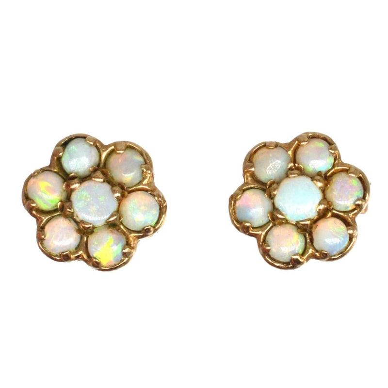 Vintage 9ct Gold Opal Cluster Stud Earrings