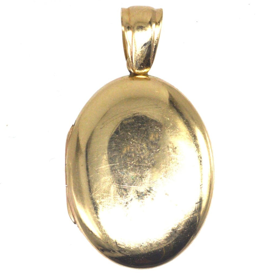 Vintage 9ct Gold Plain Oval Locket with Two Compartments | Parkin and Gerrish (UK)