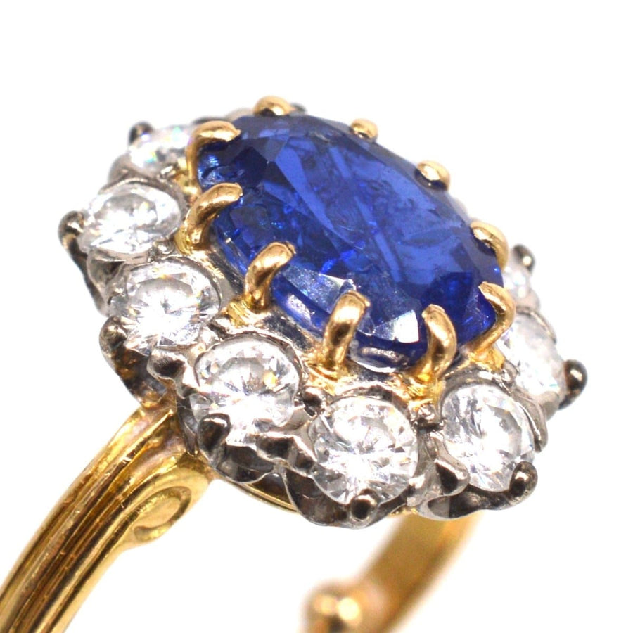 Vintage French 1960s 18ct Gold Sapphire and Diamond Cluster Ring | Parkin and Gerrish | Antique & Vintage Jewellery