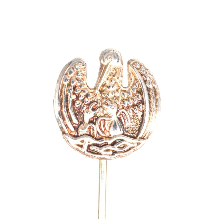 Vintage Silver Tie Pin of the Pelican in Her Piety | Parkin and Gerrish | Antique & Vintage Jewellery