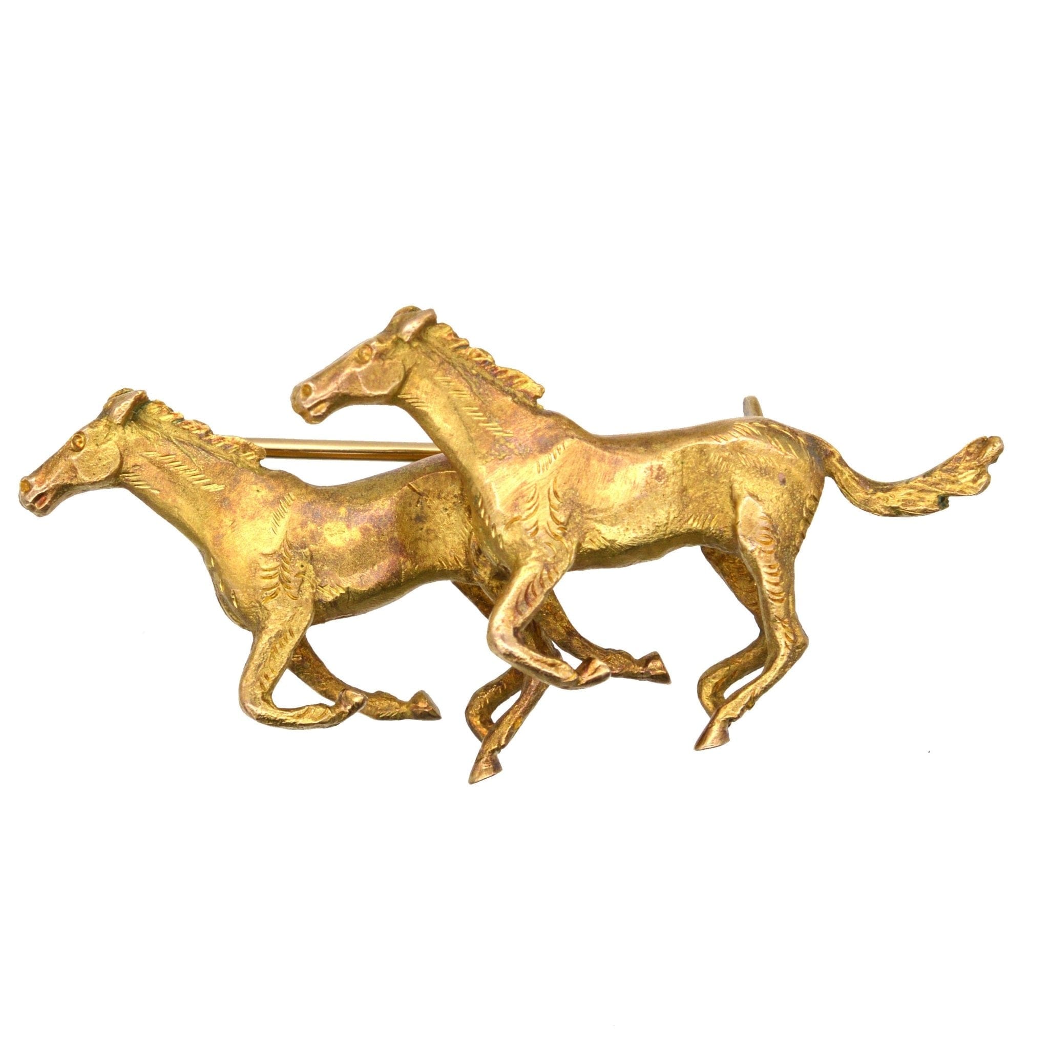 Vintage ORENA Paris Goldtone Horse Pin w/ Big Faux Pearl