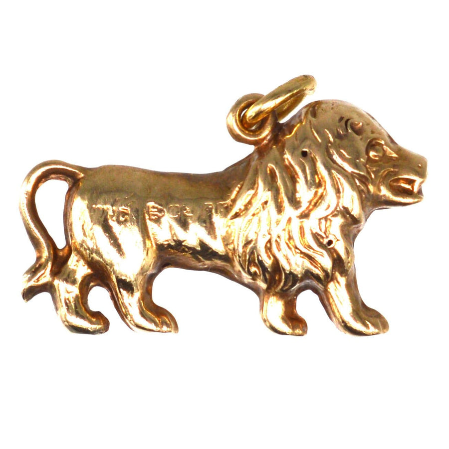 1960s 9ct Gold Leo Loin Charm Pendant | Parkin and Gerrish | Antique & Vintage Jewellery