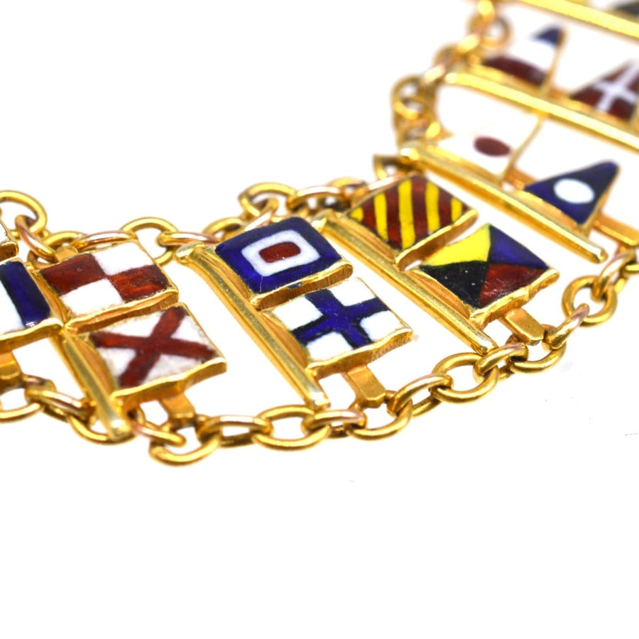 1960s 9ct Gold Nautical Flag Bracelet with Full Alphabet | Parkin and Gerrish | Antique & Vintage Jewellery