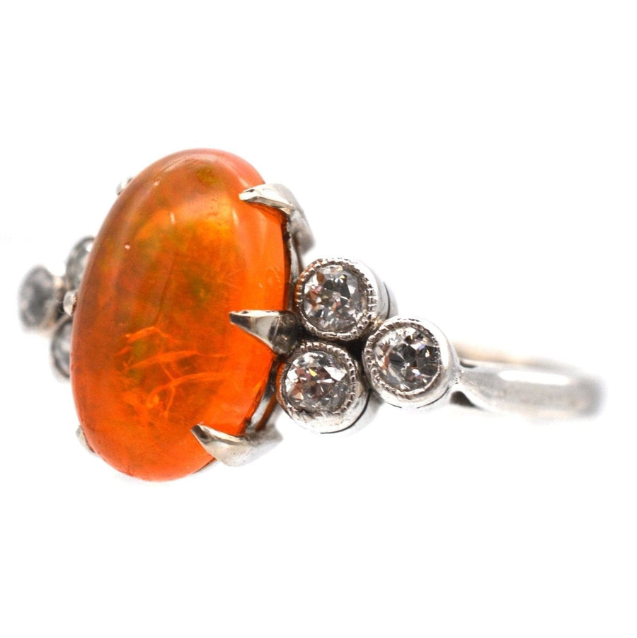 1960s Boodles Platinum, Fire Jelly Opal and Diamond Ring | Parkin and Gerrish | Antique & Vintage Jewellery
