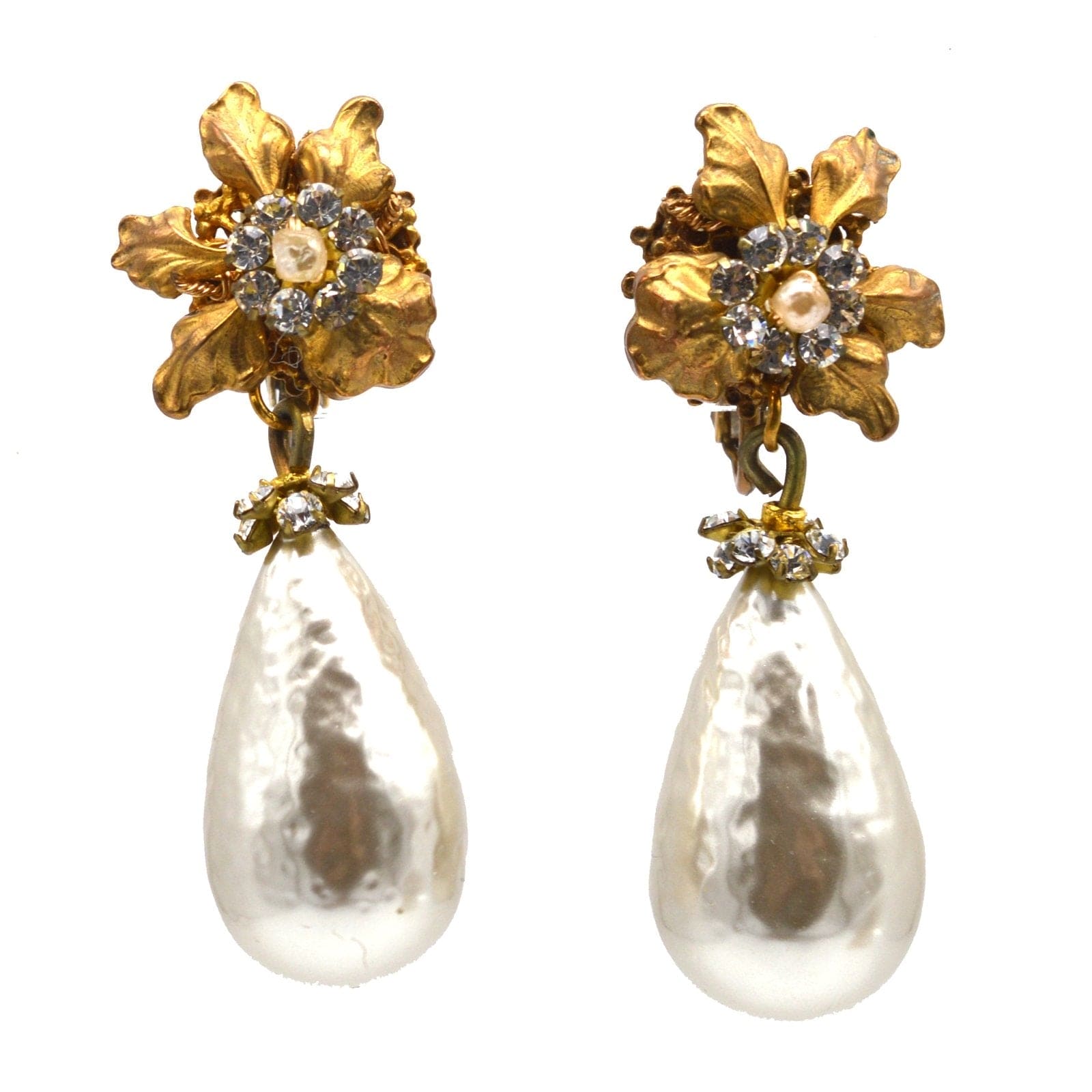 1960s Miriam Haskell Faux Pearl Earrings