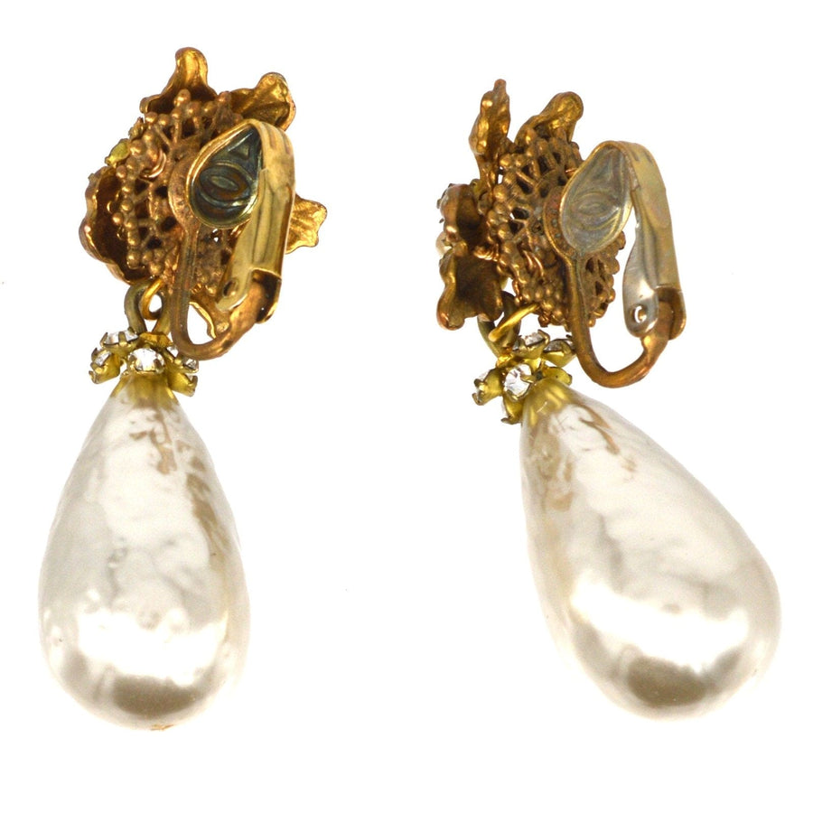 1960s Miriam Haskell Faux Pearl Earrings | Parkin and Gerrish | Antique & Vintage Jewellery