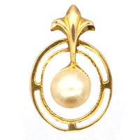 1970s 9ct Gold & Cultured Pearl Pendant With Fleur - de - Lis Detail | Parkin and Gerrish (UK)