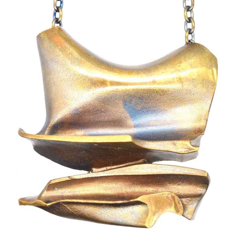 Broche pendentif en bronze « Daytona » des années 1970 avec chaîne, par Bjorn Weckstrom pour Lapponia