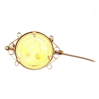 1980 22ct Gold Full Sovereign in a 9ct Gold Brooch Mount with Queen Elizabeth II George & the Dragon | Parkin and Gerrish (UK)