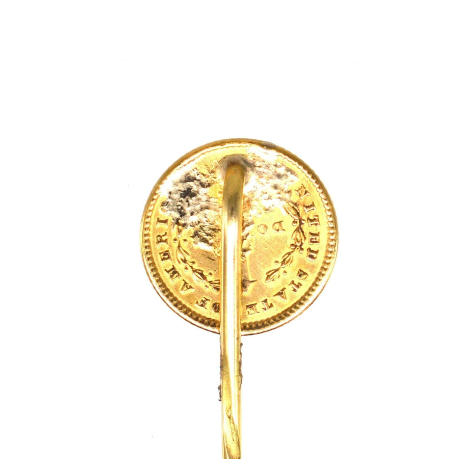 19th Century American Gold $1 Dollar Coin with Liberty Head Tie Pin | Parkin and Gerrish | Antique & Vintage Jewellery