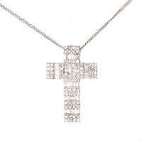 Vintage 1990s 18ct White Gold & 3 Carat Diamond Cross Pendant | Parkin and Gerrish (UK)