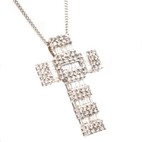 Vintage 1990s 18ct White Gold & 3 Carat Diamond Cross Pendant | Parkin and Gerrish (UK)