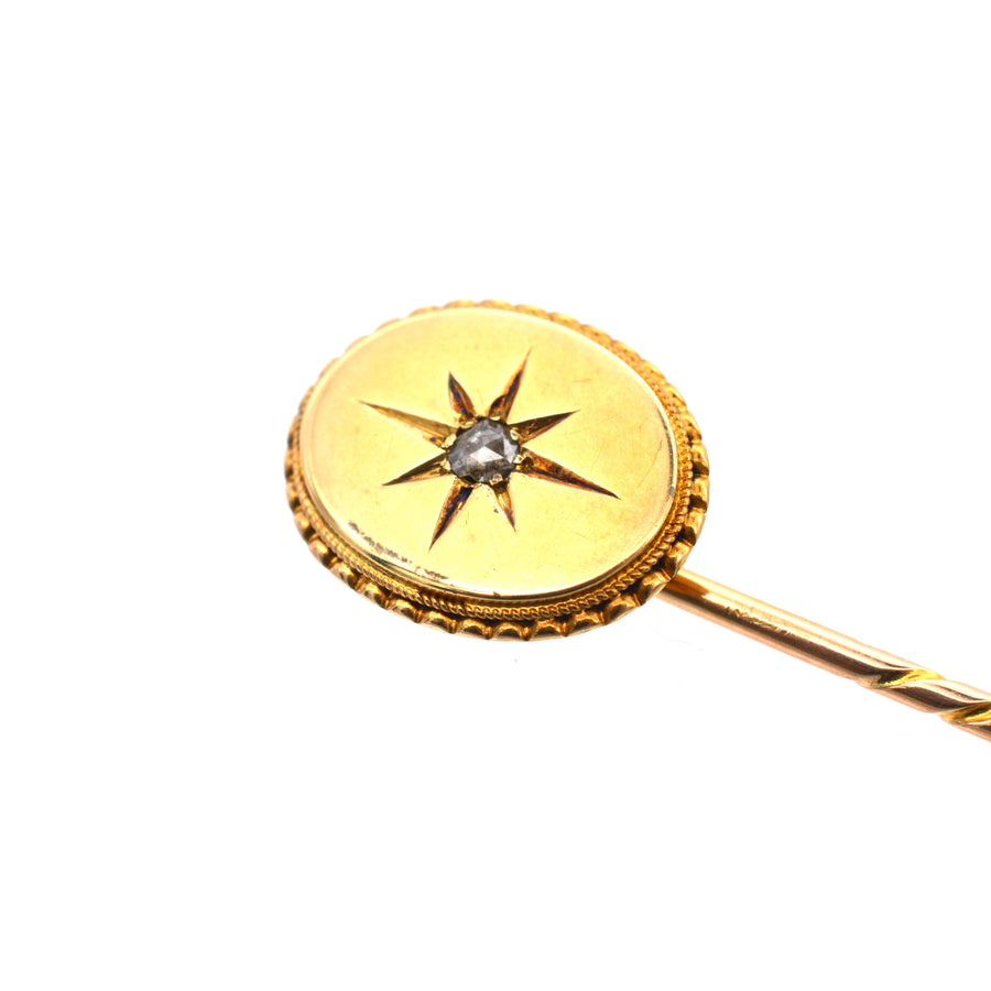 Victorian 18ct Gold Star Tie Pin with Rose Cut Diamond | Parkin and Gerrish | Antique & Vintage Jewellery
