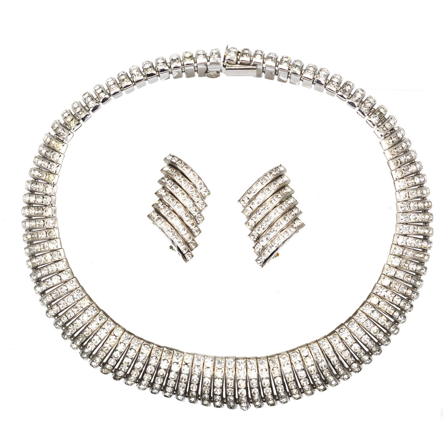 Butler and Wilson Silver-tone 1980s Wide Crystal Diamante Choker Necklace