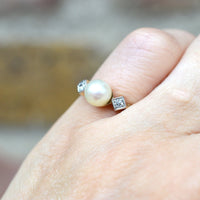 Art Deco 14ct Gold, Cultured Pearl & Diamond Ring | Parkin and Gerrish (UK)