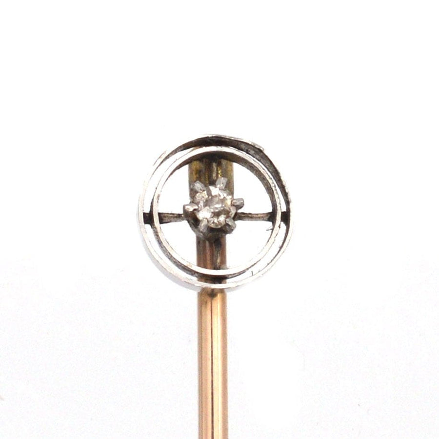 Art Deco 14ct White Gold and Diamond Circle Tie Pin | Parkin and Gerrish | Antique & Vintage Jewellery