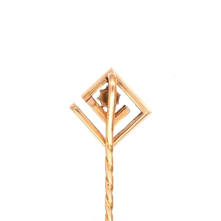Art Deco 15ct Gold & Opal Geometric Tie Pin | Parkin and Gerrish | Antique & Vintage Jewellery