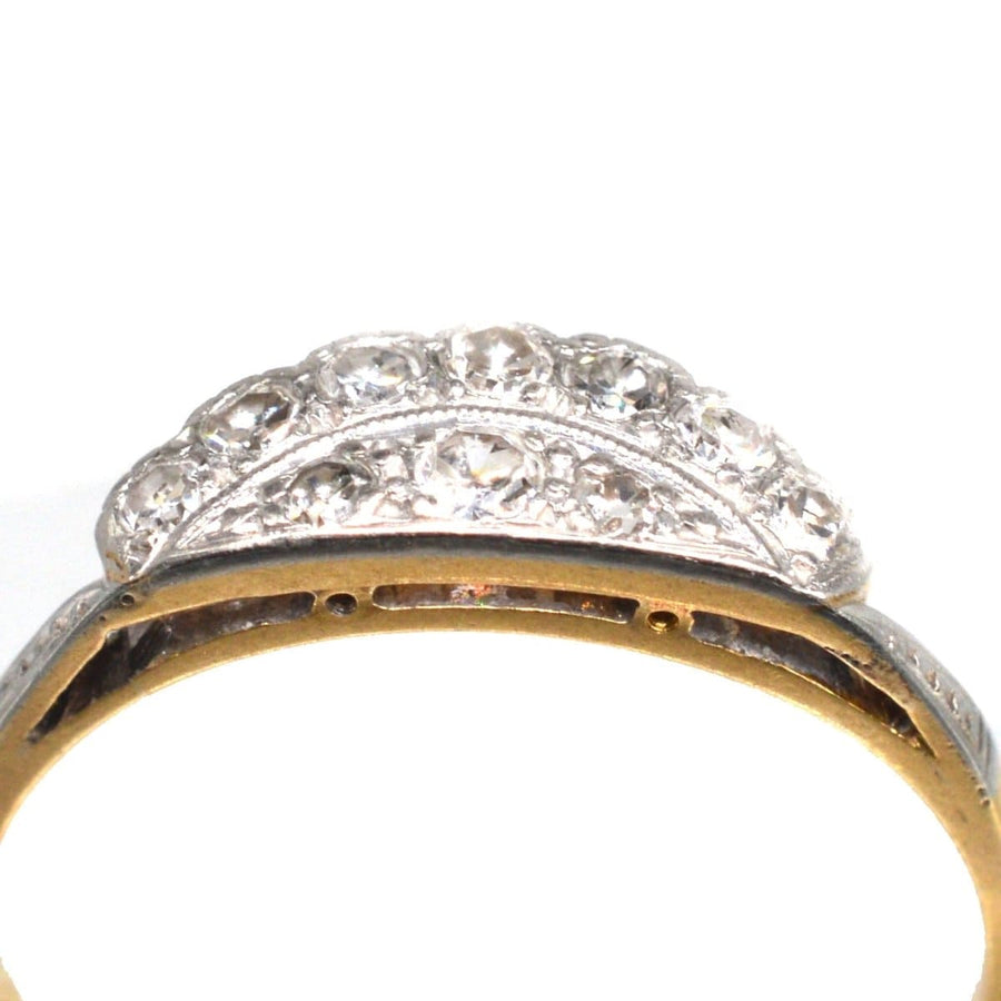 Art Deco 18ct Gold and Platinum, Diamond Tiara Ring | Parkin and Gerrish | Antique & Vintage Jewellery