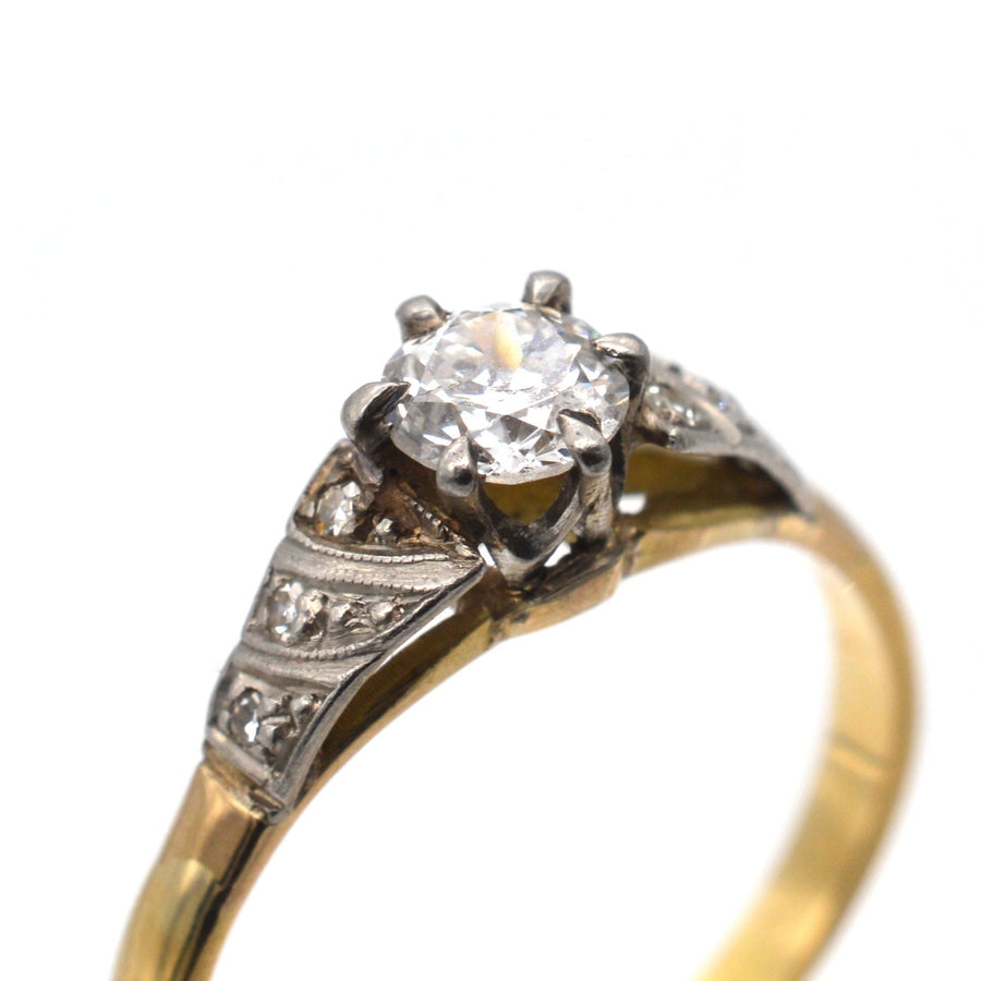 Art Deco 18ct Gold Diamond Solitaire Ring | Parkin and Gerrish | Antique & Vintage Jewellery