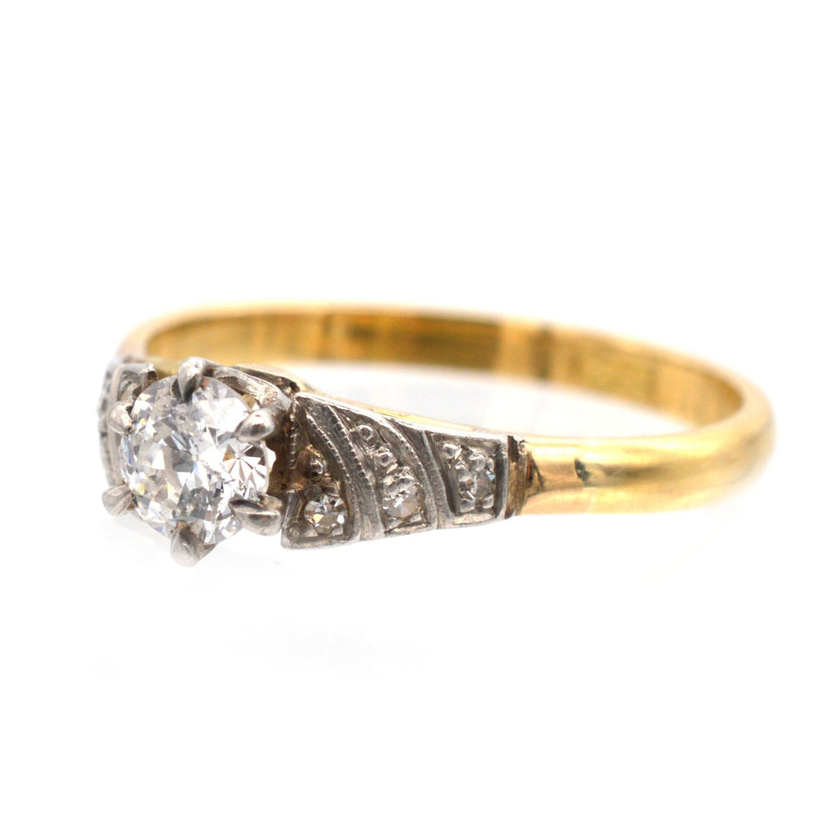 Art Deco 18ct Gold Diamond Solitaire Ring | Parkin and Gerrish | Antique & Vintage Jewellery