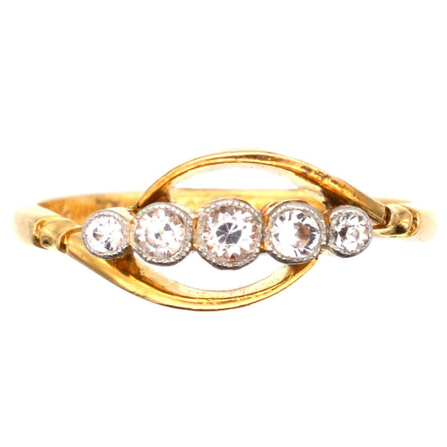 Art Deco 18ct Gold, Five Stone Diamond Ring | Parkin and Gerrish | Antique & Vintage Jewellery