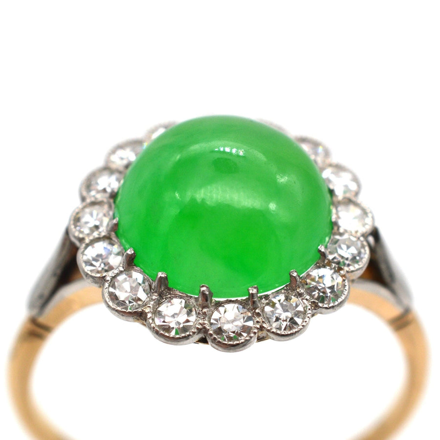 Art Deco 18ct Gold, Imperial Jade & Diamond Ring | Parkin and Gerrish | Antique & Vintage Jewellery