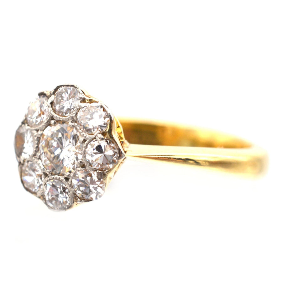 Art Deco 18ct Gold & Platinum, Diamond Cluster Ring | Parkin and Gerrish | Antique & Vintage Jewellery