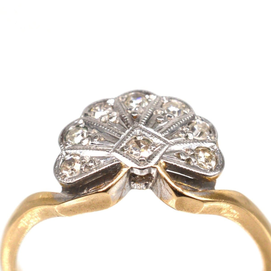 Art Deco 18ct Gold & Platinum, Diamond Fan Ring | Parkin and Gerrish | Antique & Vintage Jewellery
