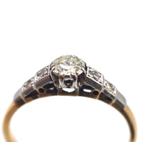 Art Deco 18ct Gold & Platinum, Diamond Solitaire Ring with Diamond Shoulders | Parkin and Gerrish (UK)