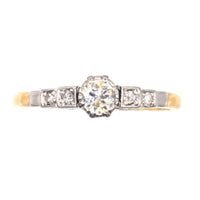 Art Deco 18ct Gold & Platinum, Diamond Solitaire Ring with Diamond Shoulders | Parkin and Gerrish (UK)
