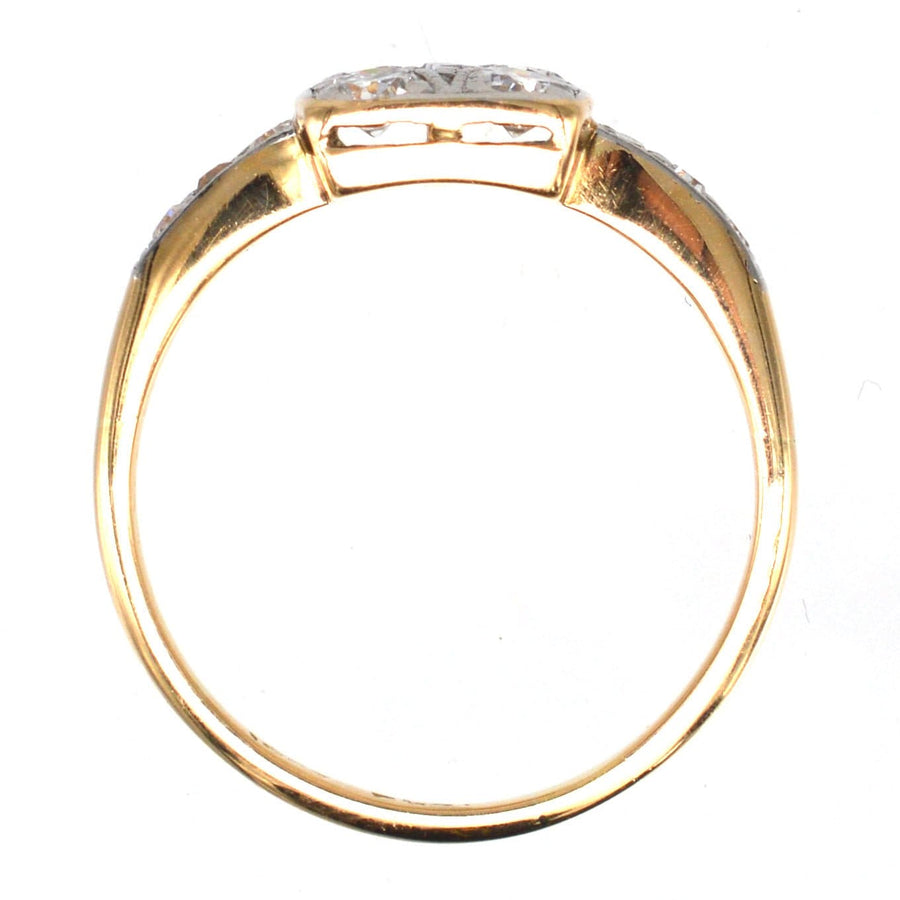 Art Deco 18ct Gold & Platinum Diamond Square Ring | Parkin and Gerrish | Antique & Vintage Jewellery