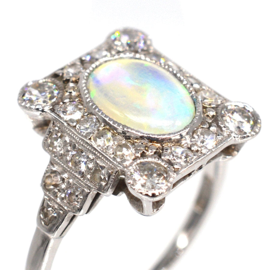 Art Deco 18ct Gold & Platinum, Opal and Diamond Ring | Parkin and Gerrish | Antique & Vintage Jewellery