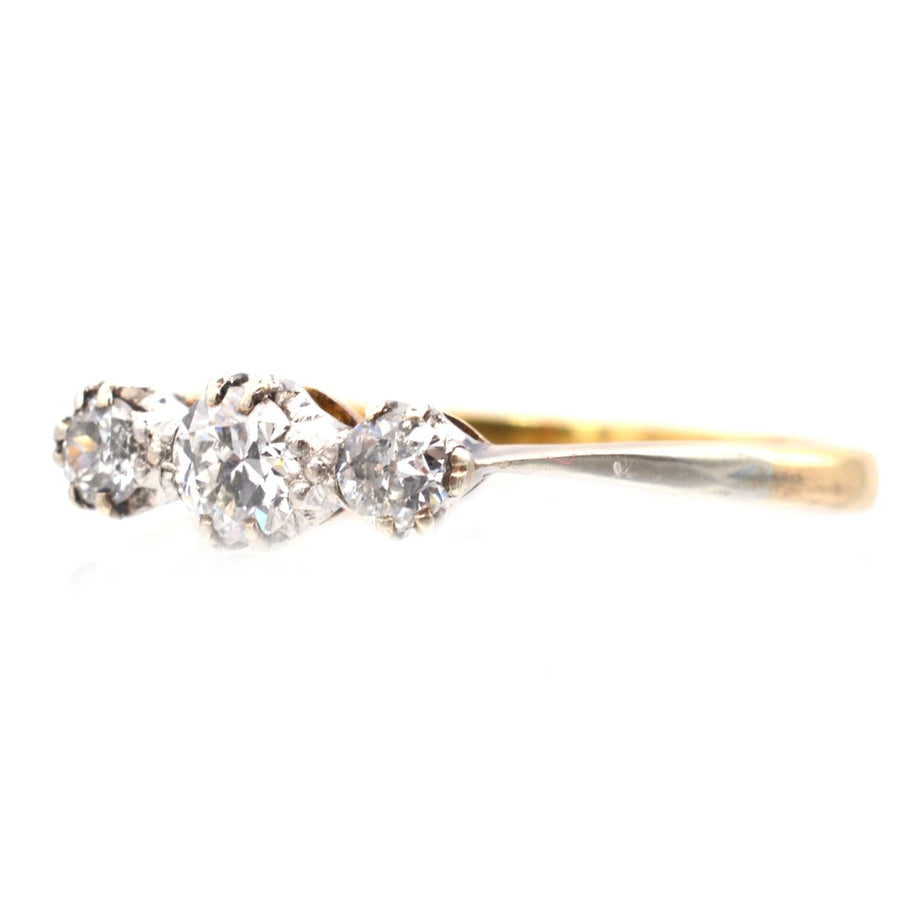 Art Deco 18ct Gold & Platinum, Three Stone Diamond Ring | Parkin and Gerrish | Antique & Vintage Jewellery