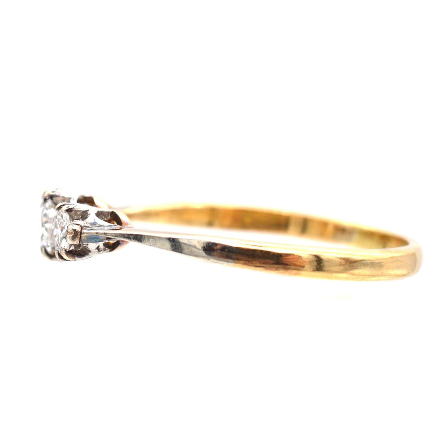 Art Deco 18ct Gold & Platinum, Three Stone Diamond Ring | Parkin and Gerrish | Antique & Vintage Jewellery