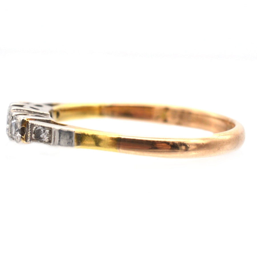 Art Deco 18ct Gold & Platinum, Three Stone Diamond Ring with Diamond Shoulders | Parkin and Gerrish | Antique & Vintage Jewellery
