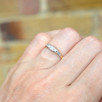 Art Deco 18ct Gold & Platinum, Three Stone Diamond Ring with Diamond Shoulders | Parkin and Gerrish (UK)