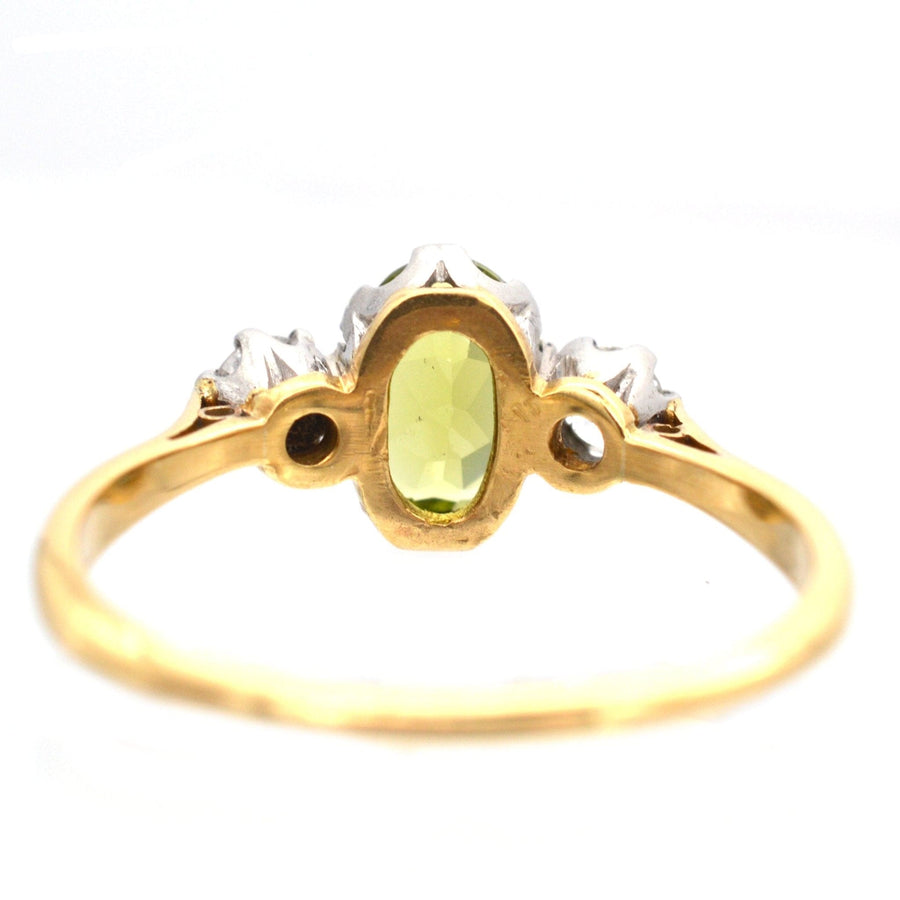 Art Deco 18ct Gold & Platinum Three Stone Peridot & Diamond Ring | Parkin and Gerrish | Antique & Vintage Jewellery