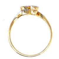 Art Deco 18ct Gold & Platinum, Two Stone Diamond 'Toi et Moi' Crossover Ring | Parkin and Gerrish (UK)