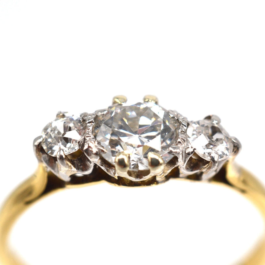 Art Deco 18ct Gold Transitional Cut Diamond Three Stone Ring | Parkin and Gerrish | Antique & Vintage Jewellery