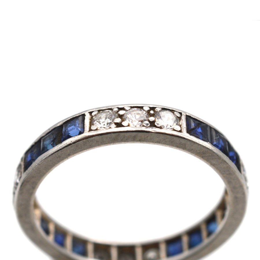 Art Deco 18ct White Gold Sapphire and Diamond Eternity Ring | Parkin and Gerrish | Antique & Vintage Jewellery