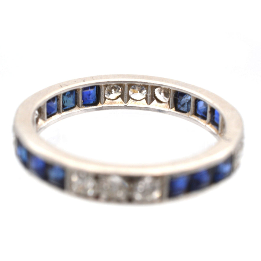 Art Deco 18ct White Gold Sapphire and Diamond Eternity Ring | Parkin and Gerrish | Antique & Vintage Jewellery