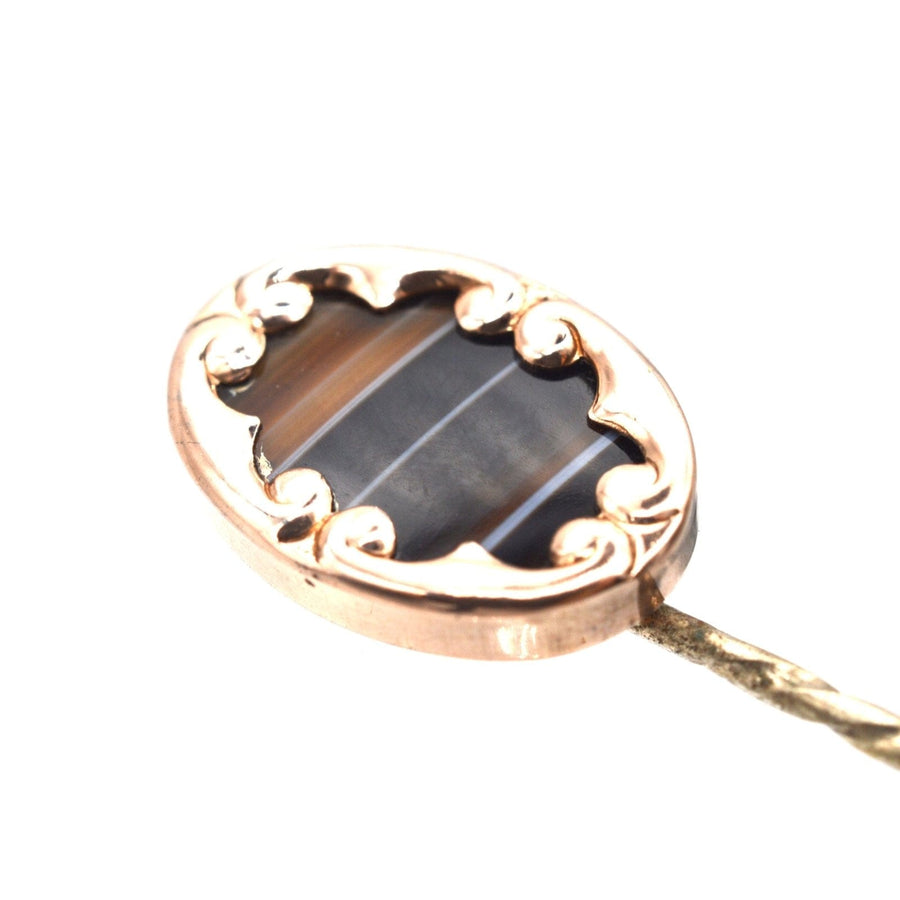 Art Deco 9ct Gold Banded Sardonyx (Agate) Tie Pin | Parkin and Gerrish | Antique & Vintage Jewellery