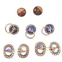 Art Deco 9ct Gold Blue Chalcedony and White Paste Dress Set | Parkin and Gerrish (UK)