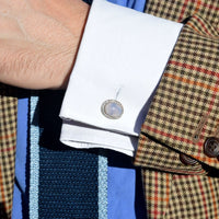 Art Deco 9ct Gold Blue Chalcedony and White Paste Dress Set | Parkin and Gerrish (UK)