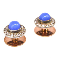 Art Deco 9ct Gold Blue Chalcedony and White Paste Dress Set | Parkin and Gerrish (UK)