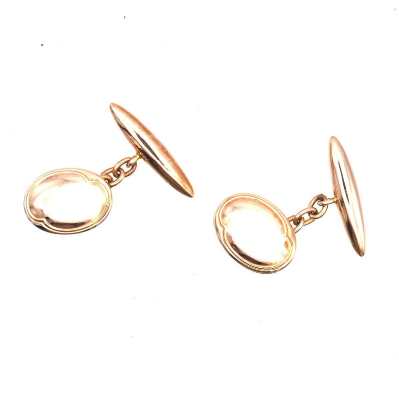 Boutons de manchette ovales unis Art déco en or 9 carats