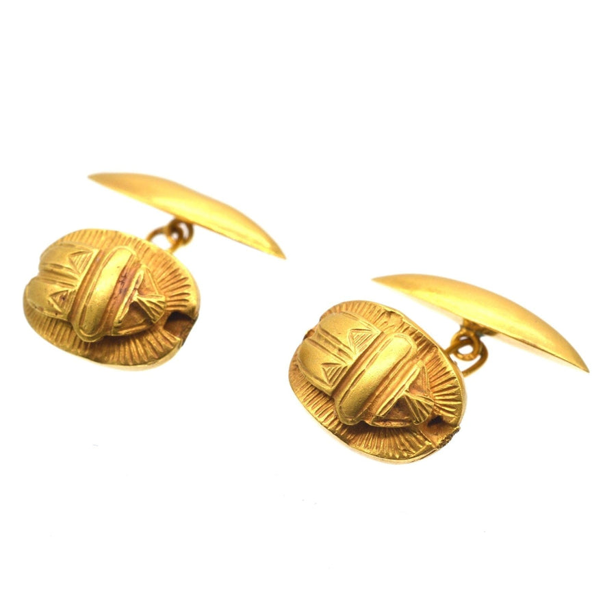 Art Deco Egyptian Revival 18ct Gold Scarab Cufflinks | Parkin and Gerrish | Antique & Vintage Jewellery