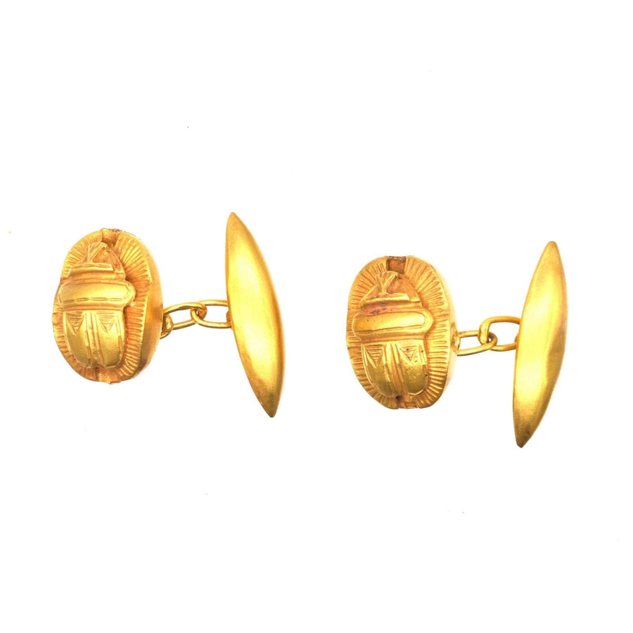Art Deco Egyptian Revival 18ct Gold Scarab Cufflinks | Parkin and Gerrish | Antique & Vintage Jewellery